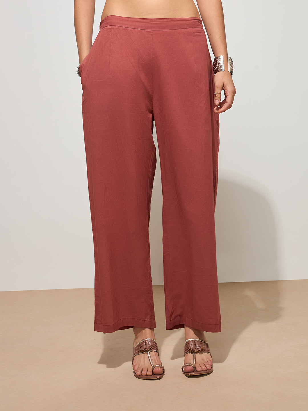 Chestnut Solid Cotton Suit
