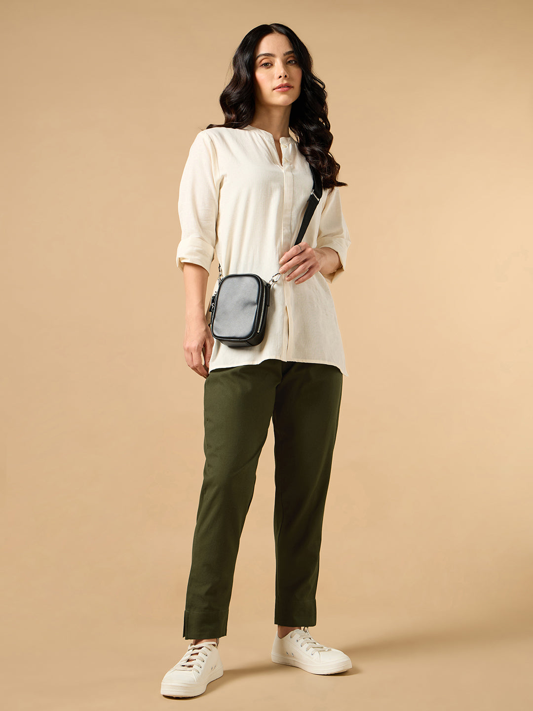 Olive Green Cotton Straight Pant