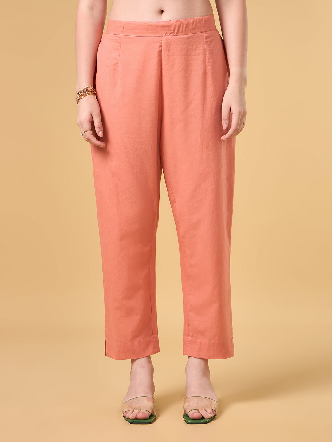 Orange Embroidered Cotton Suit