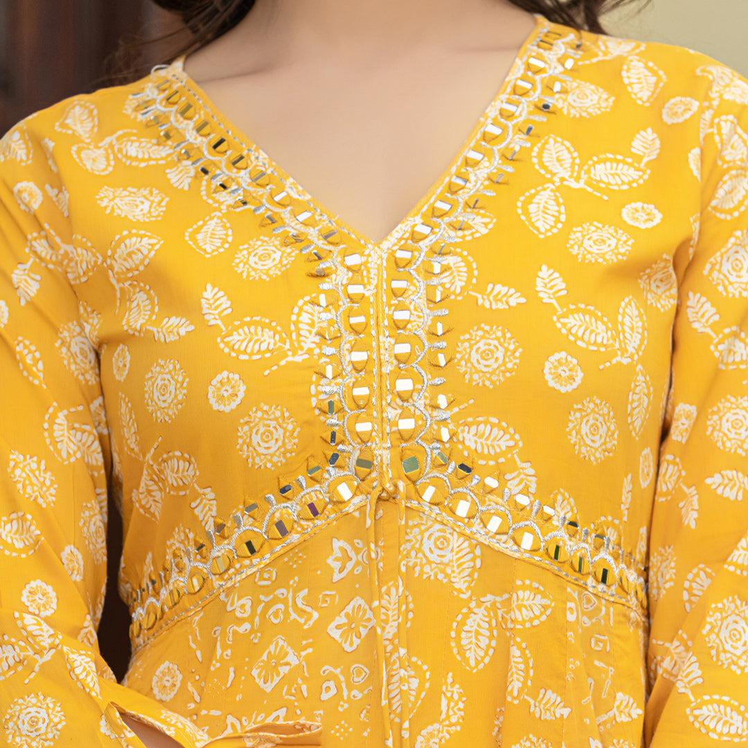 Pineapple Yellow Alia Style Cotton Suit
