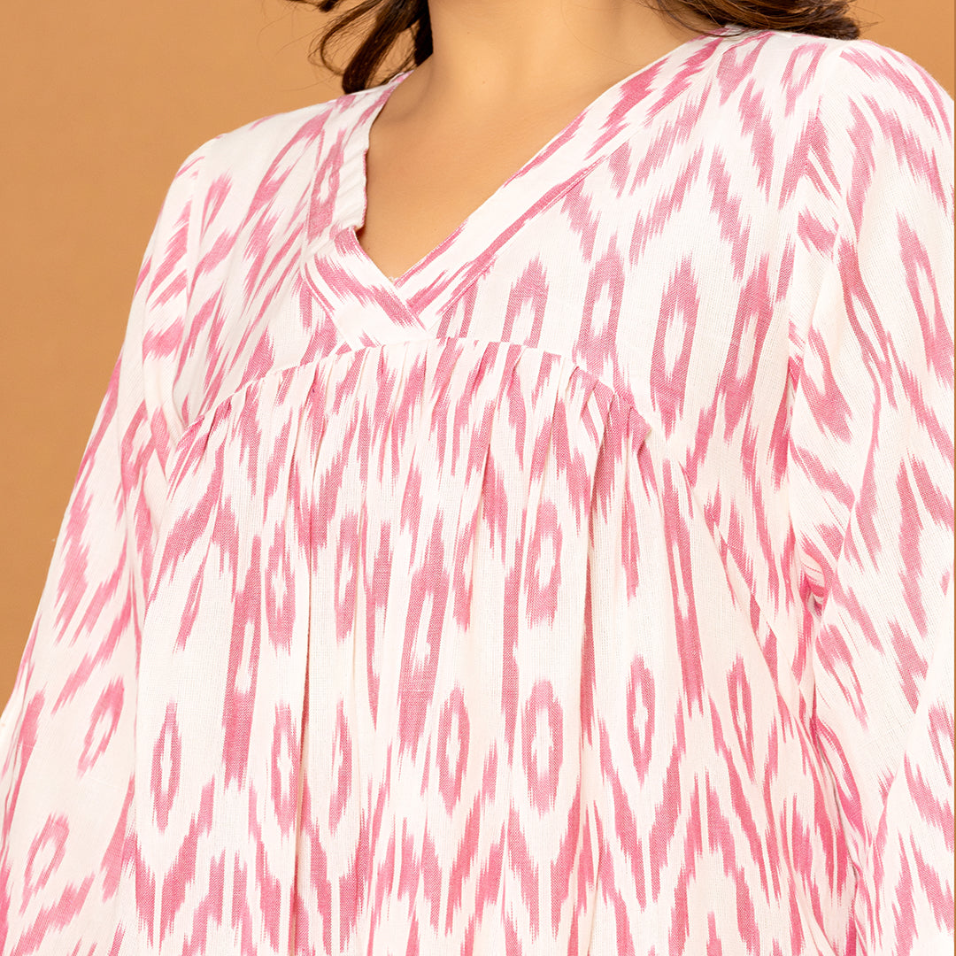 Pink & White Indonesian Ikkat Co-ord Set