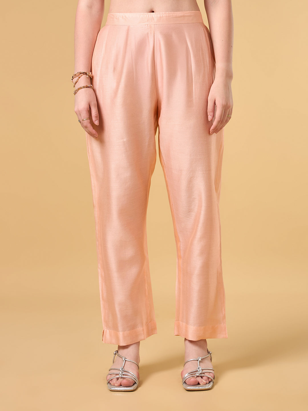 Pastel Peach Brush Painted Cotton Suit