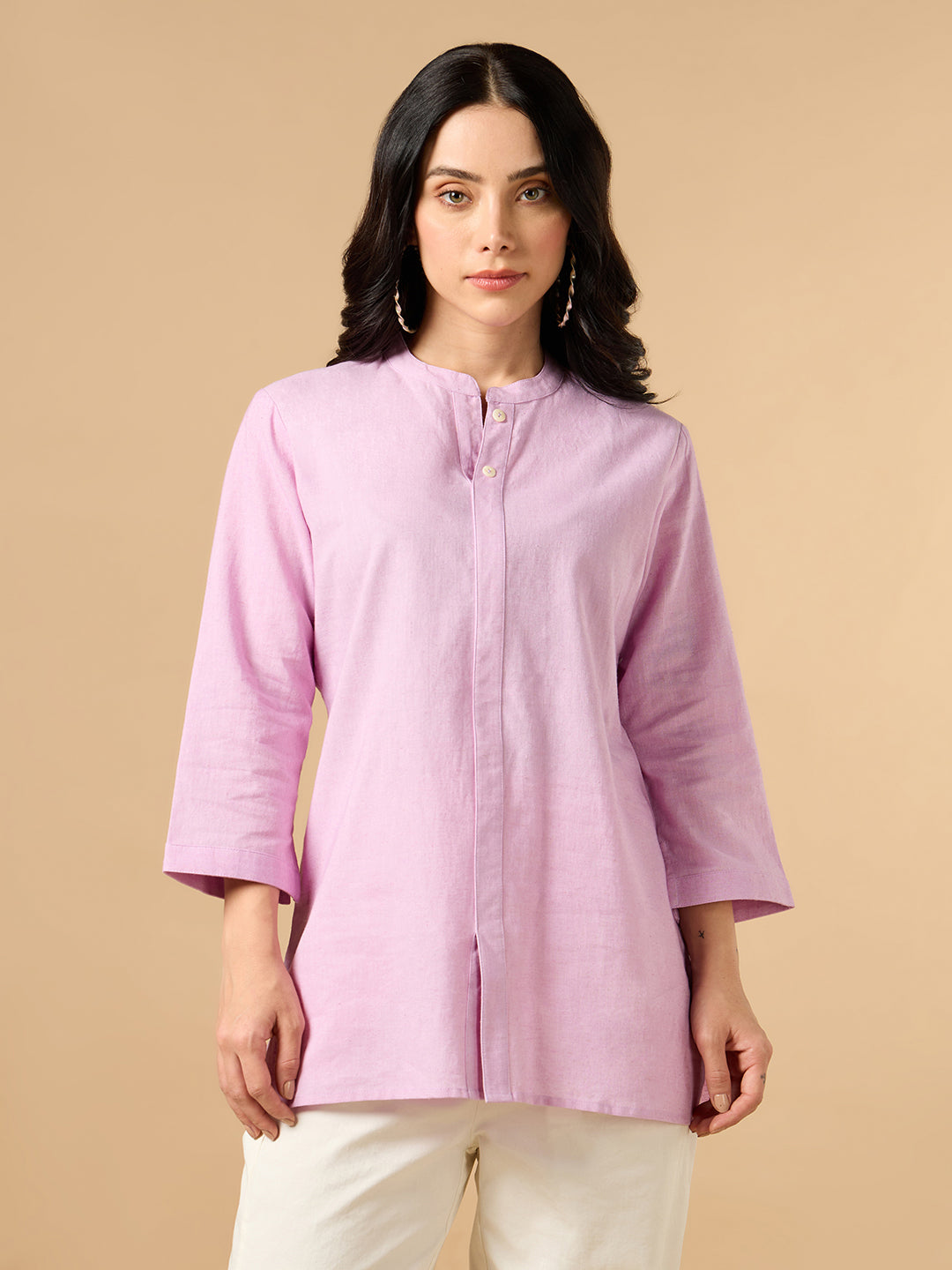 Classic Linen Lavender Short kurta