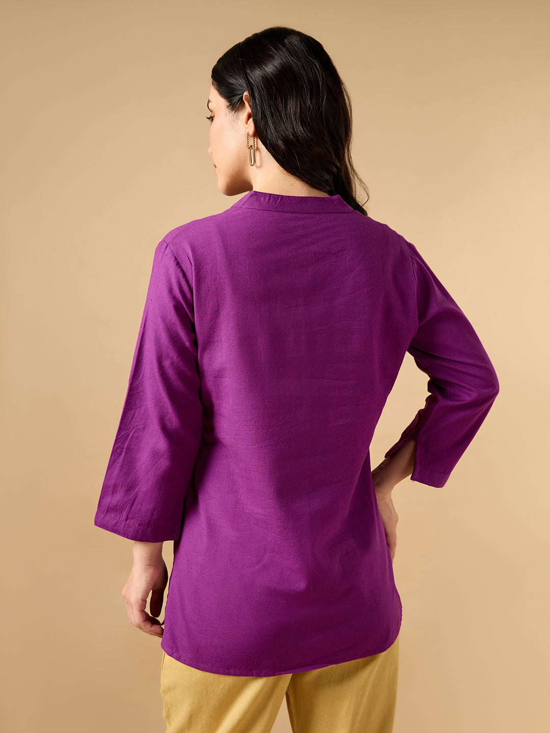 Classic Linen Purple Short kurta