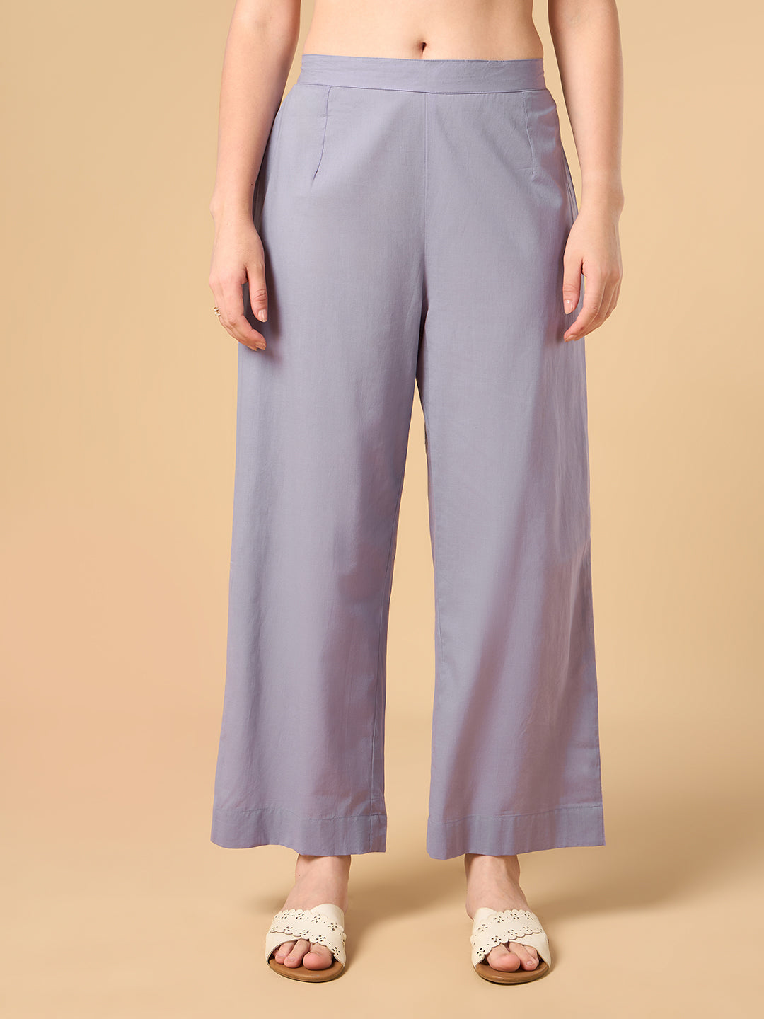 Misty Lavender Solid Cotton Suit