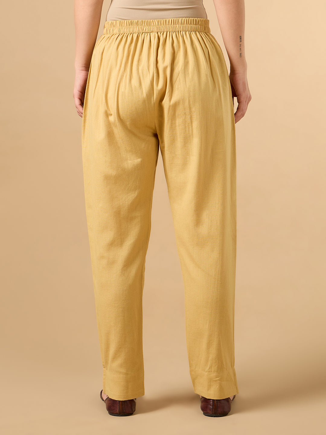 Mustard Yellow Cotton Straight Pant