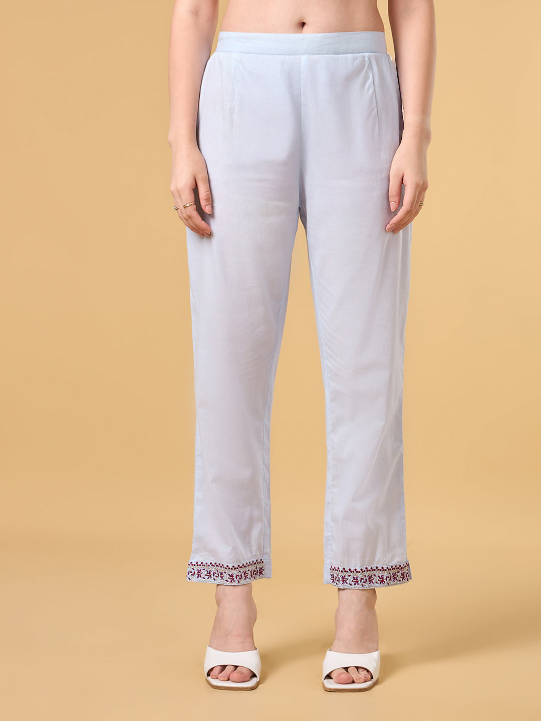 Pastel Snow Embroidered Cotton Suit