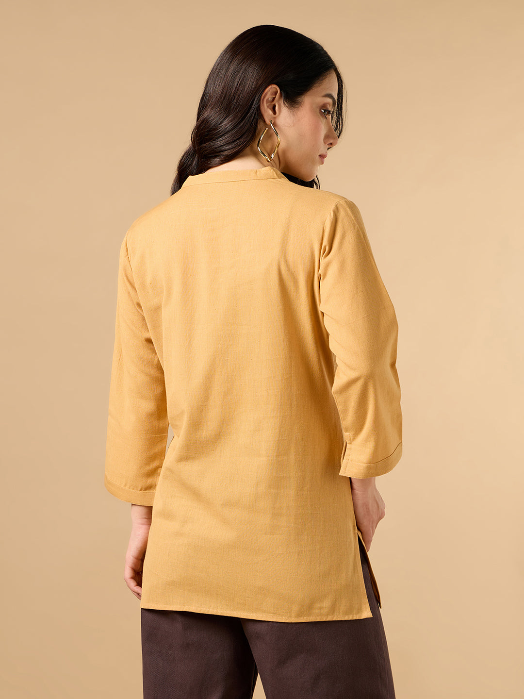 Classic Linen Pastel Orange Short kurta