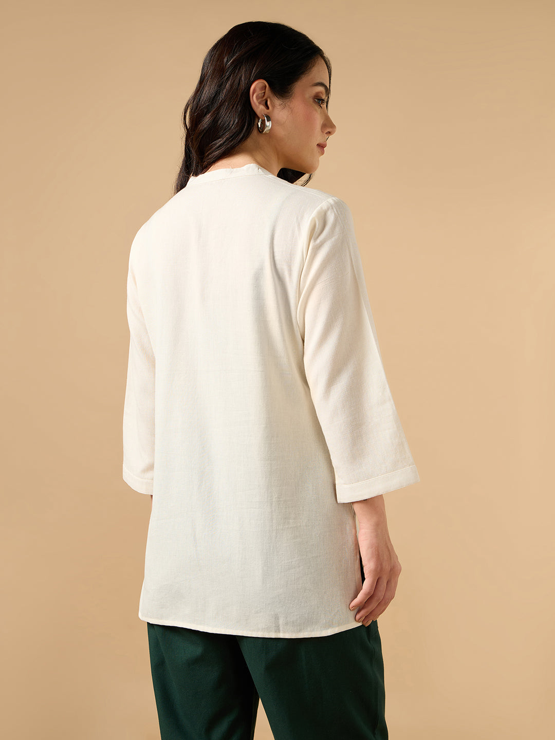 Classic Linen Off White Short Kurta