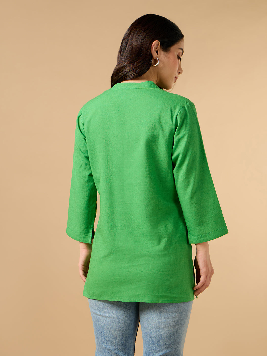 Classic Linen Green Short kurta