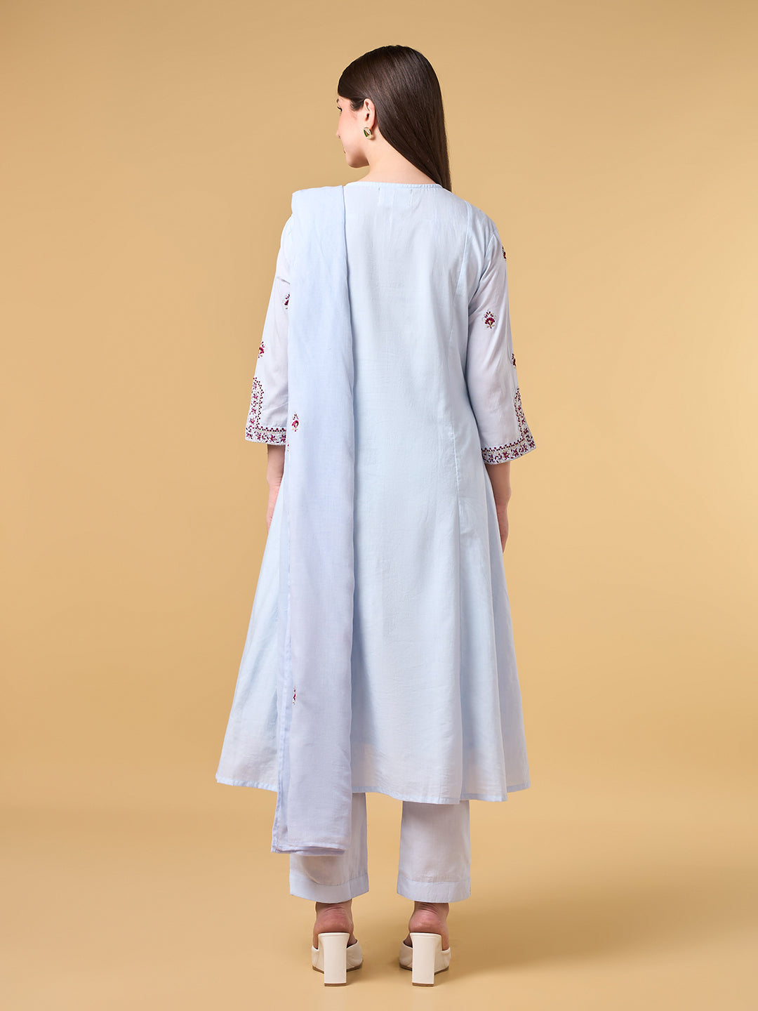 Pastel Snow Embroidered Cotton Suit