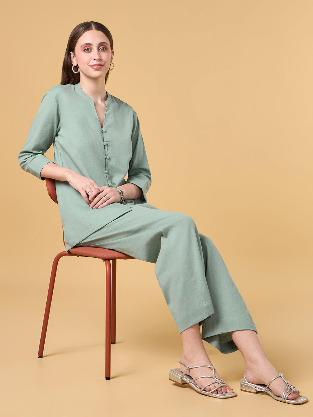 Cloud Grey Solid Cotton Co-ord Set