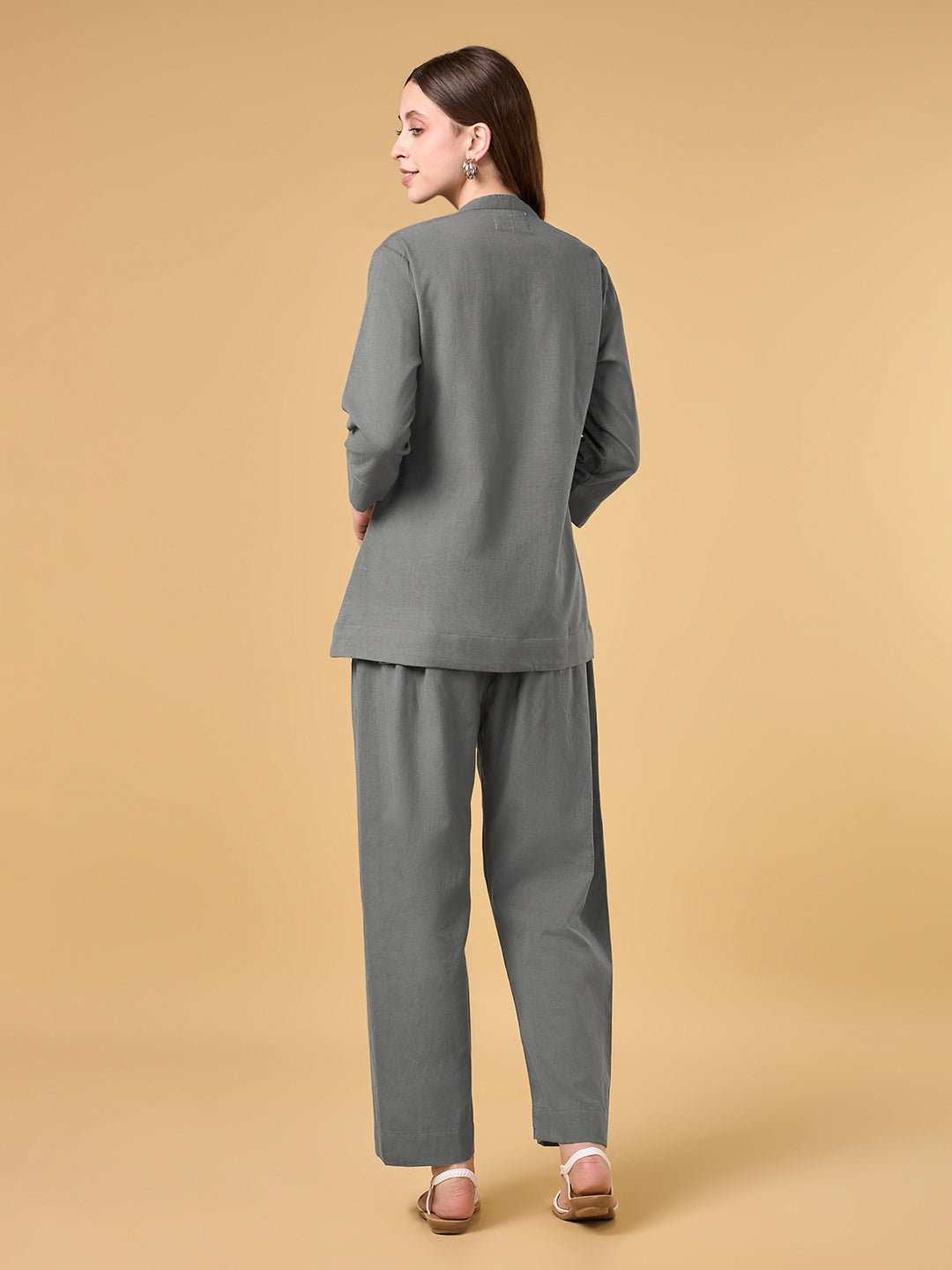 Steel Grey Solid Cotton Co-ord Set