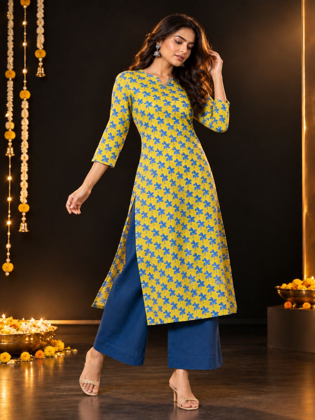 Green Nayantara Printed Cotton Kurta