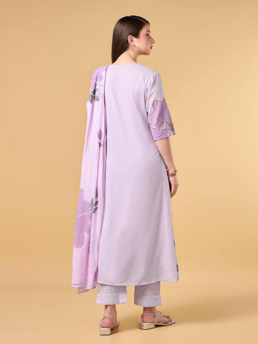Pastel Mauve Brush Painted Cotton Suit