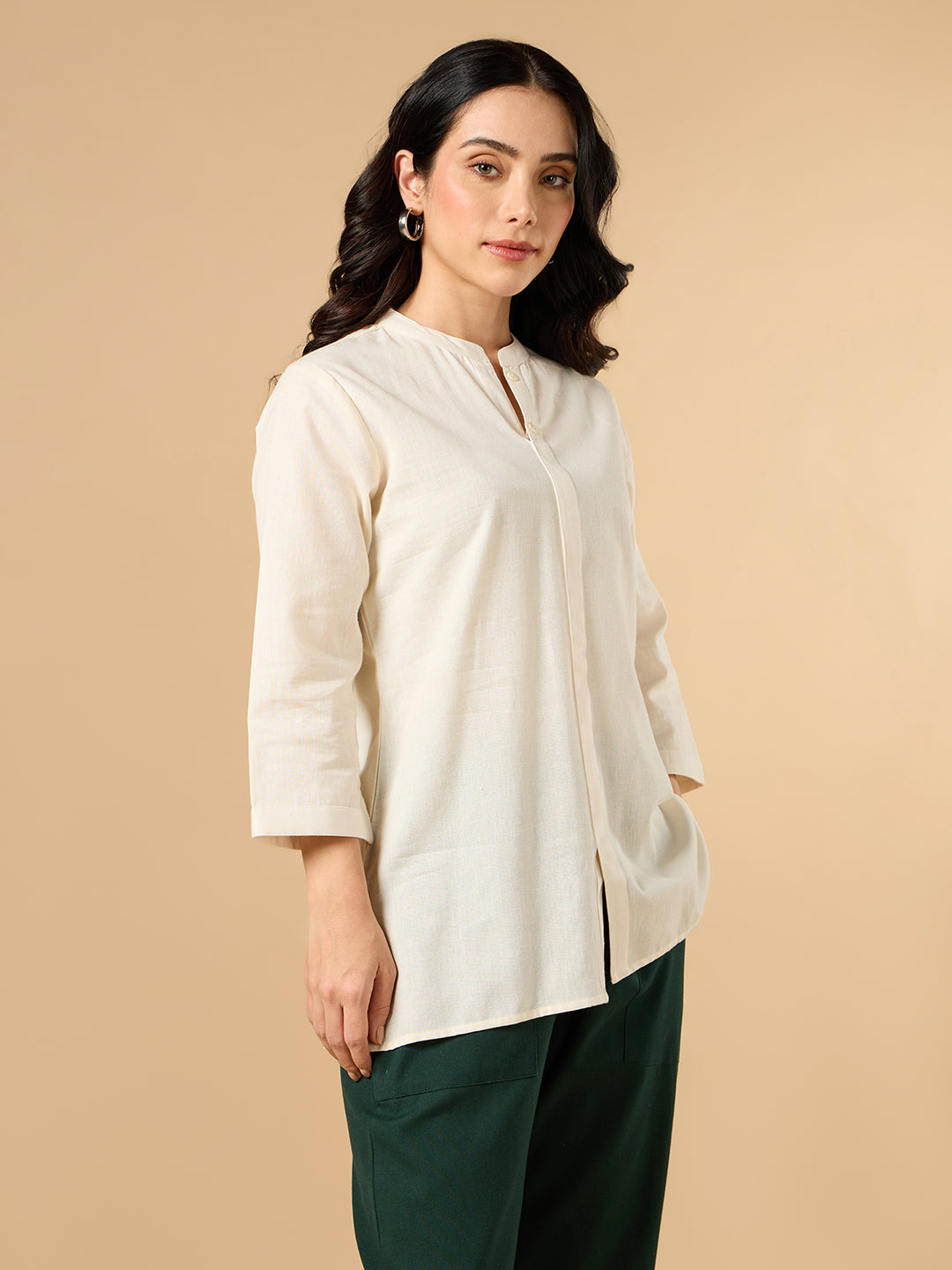 Classic Linen Off White Short Kurta