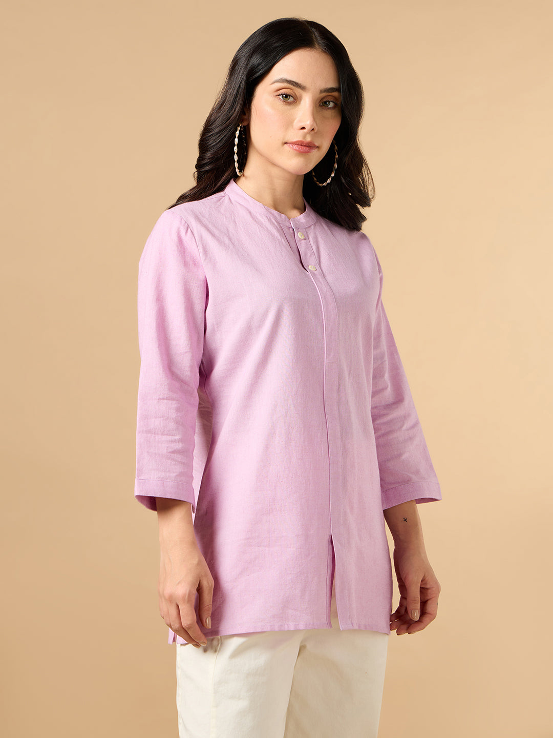 Classic Linen Lavender Short kurta