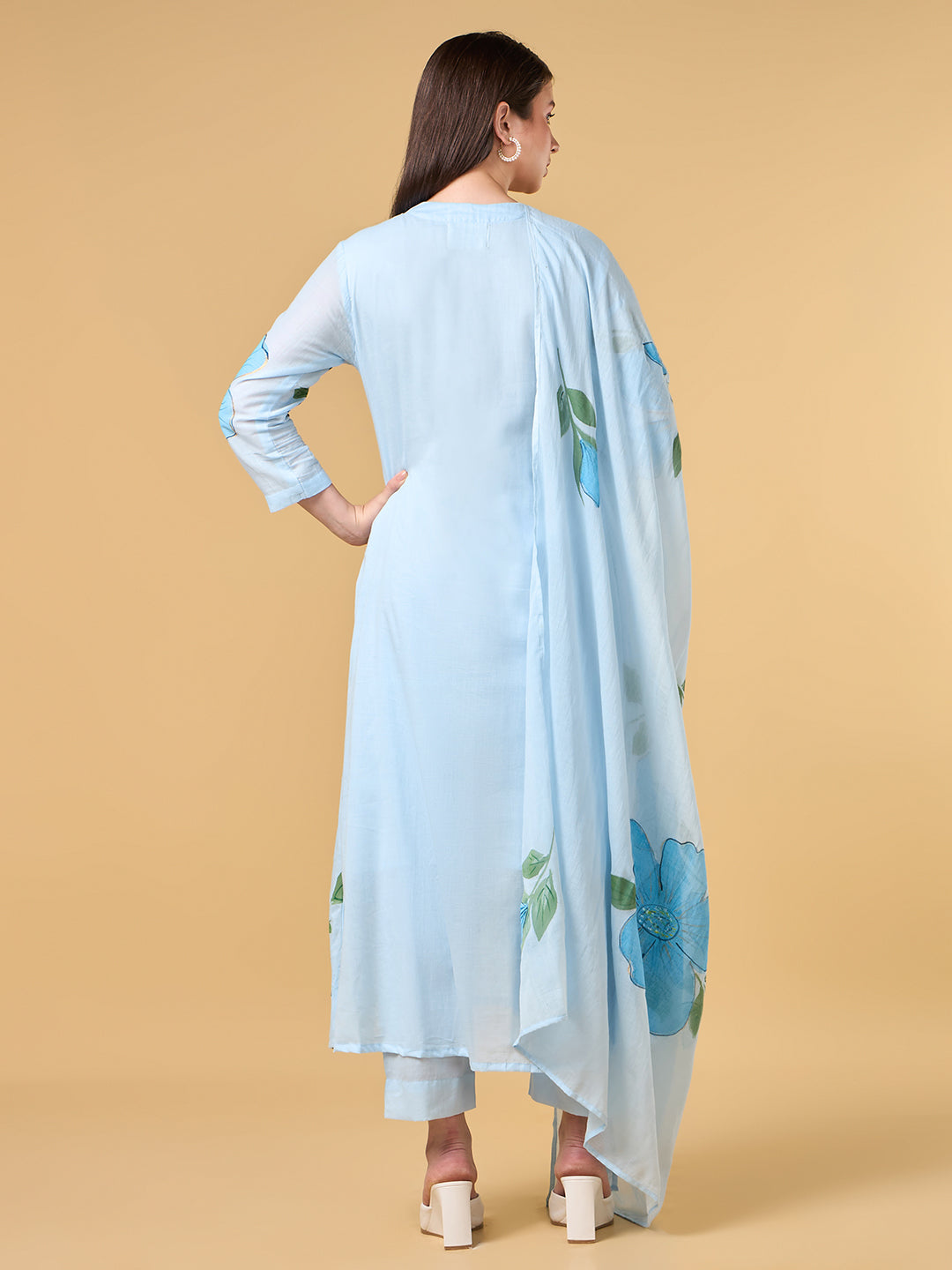 Pastel Aqua Brush Painted Cotton Suit