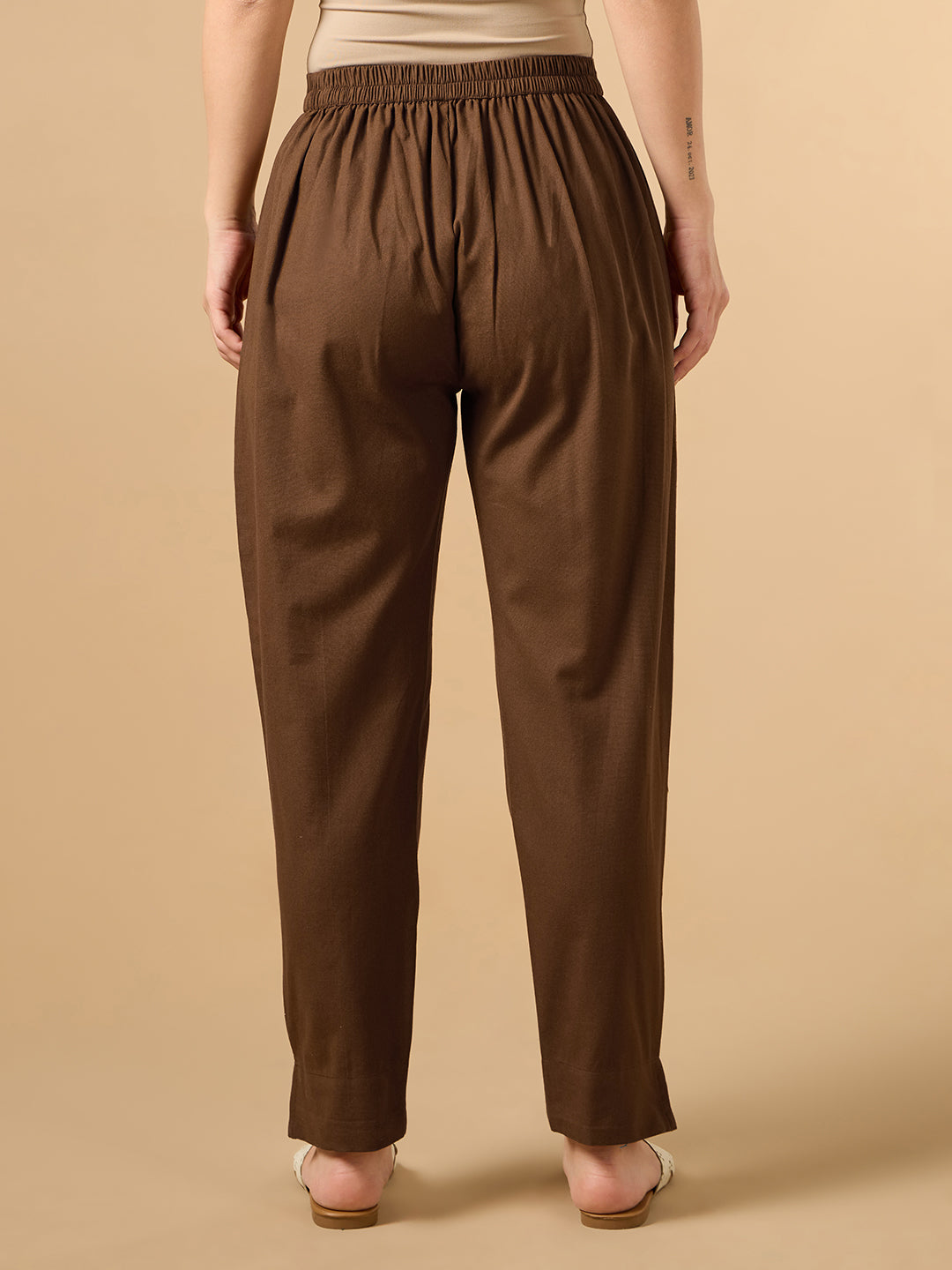 Brown Cotton Staight Pant