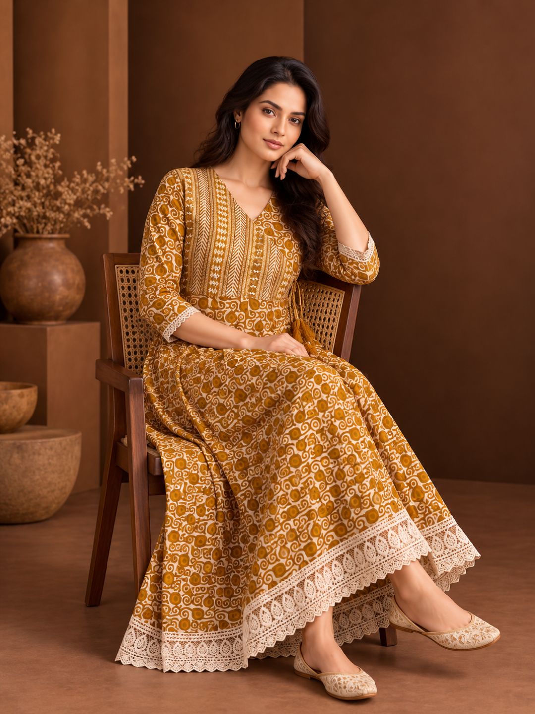 Ivory Pearl Work Cotton Kurta