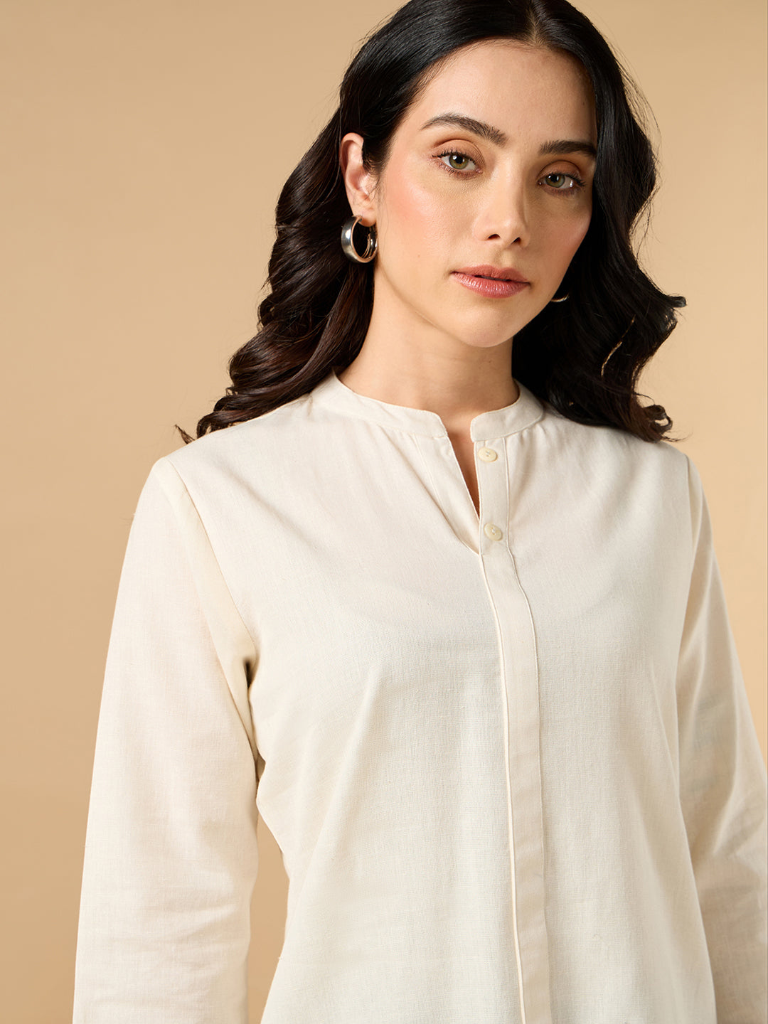 Classic Linen Off White Short Kurta