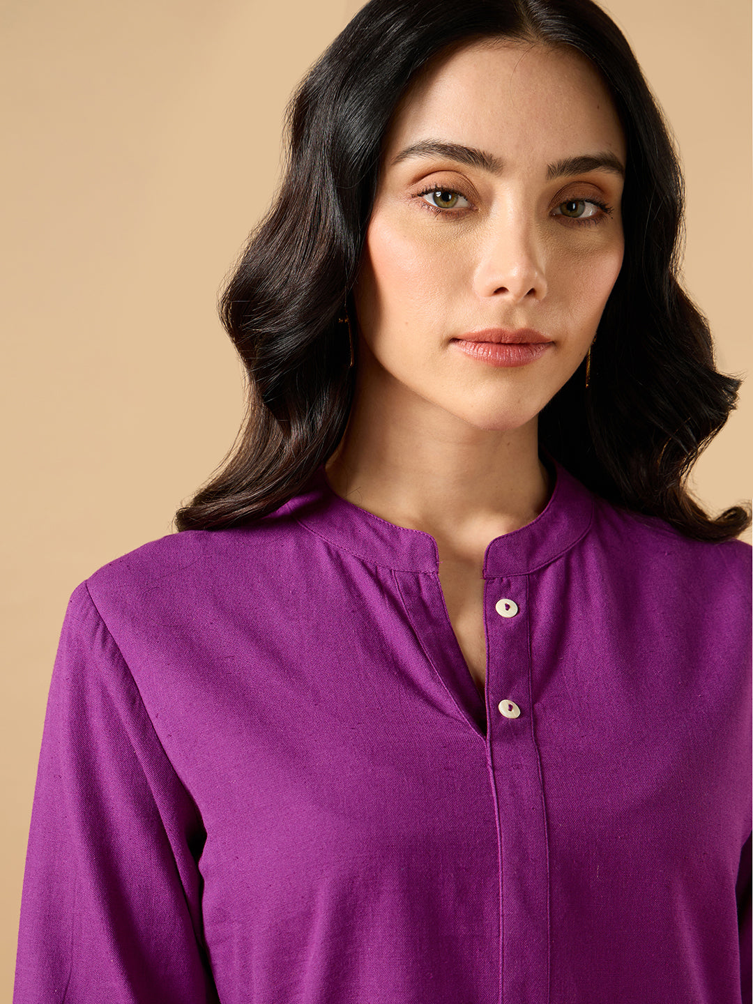 Classic Linen Purple Short kurta