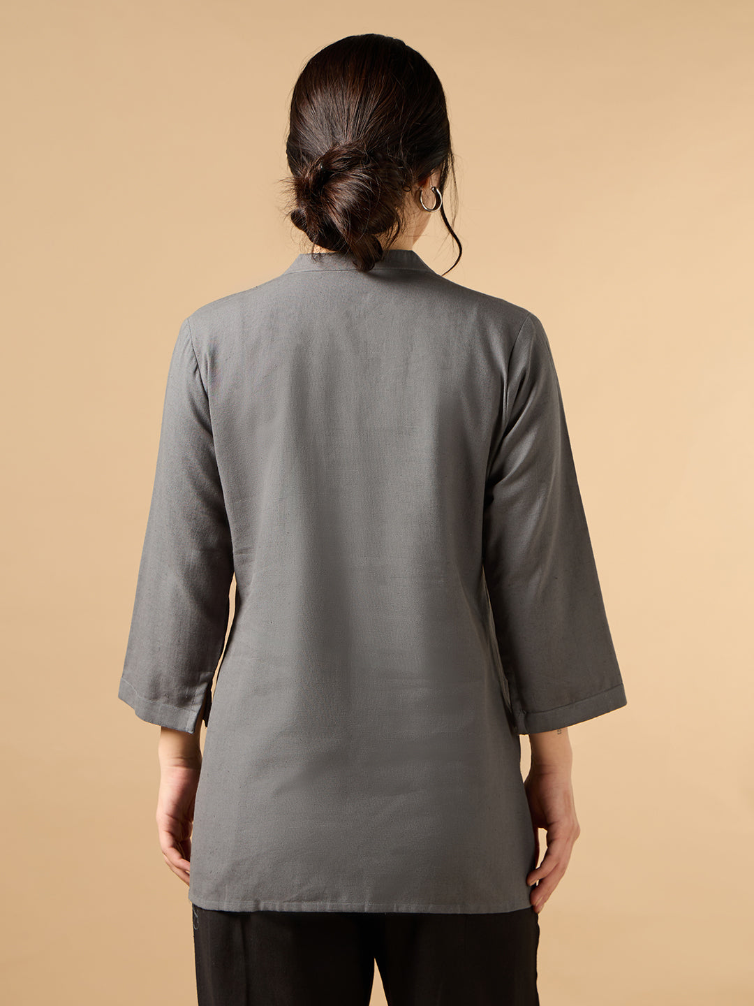Classic Linen Grey Short kurta