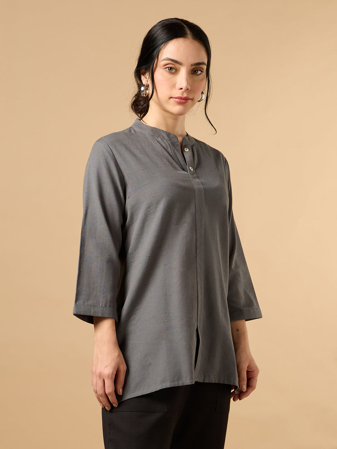 Classic Linen Grey Short kurta