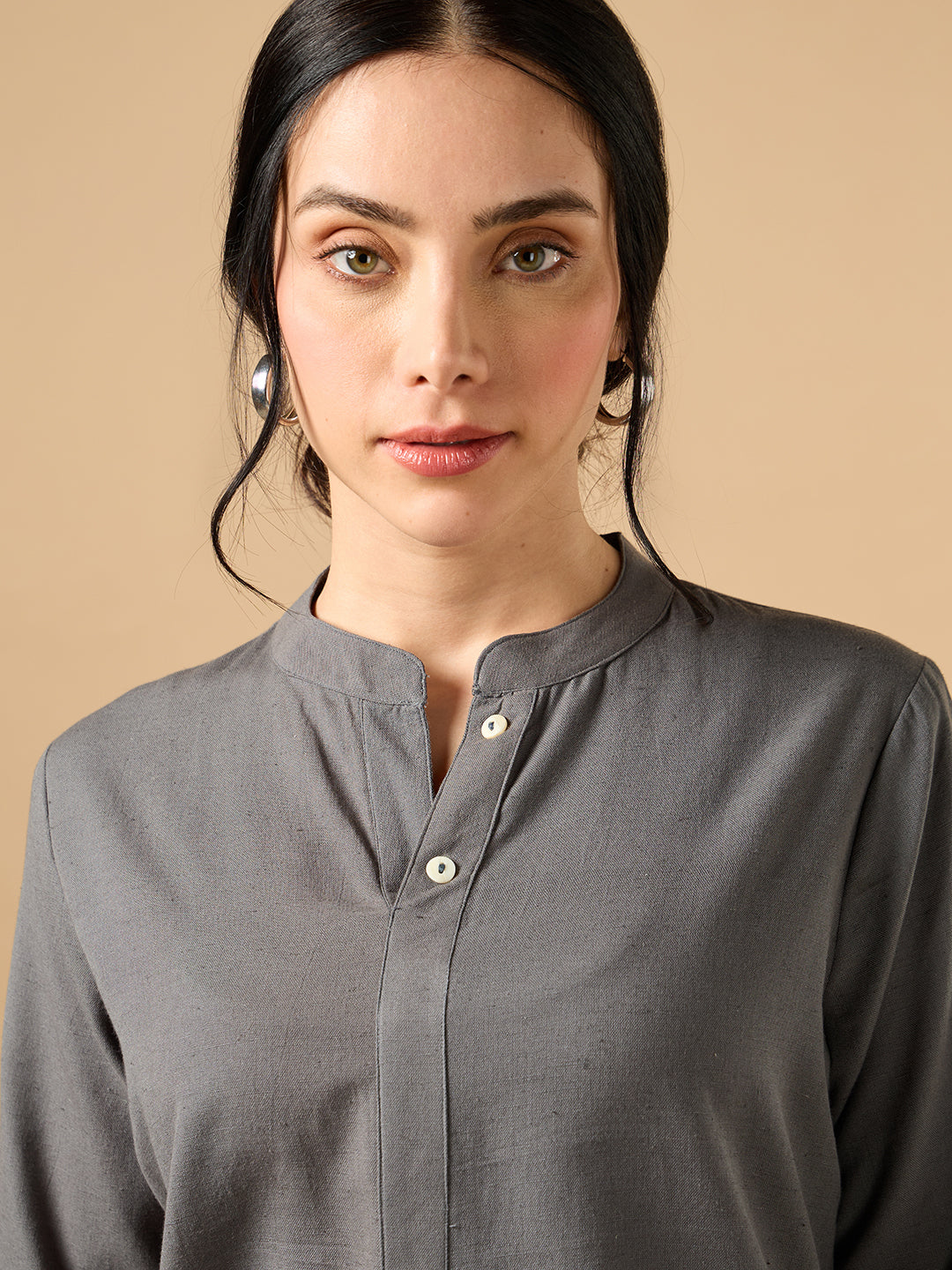 Classic Linen Grey Short kurta
