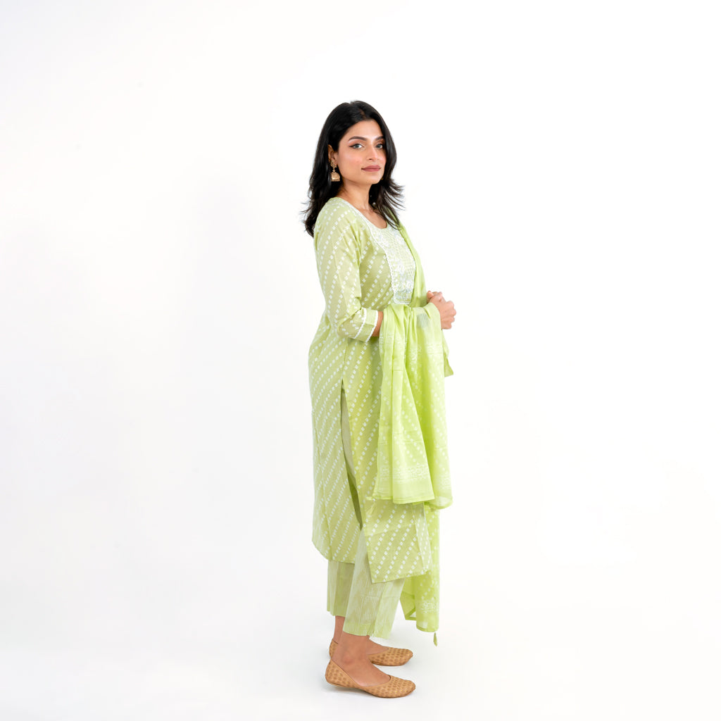 Pista Fluroscent Embroidered Cotton Suits