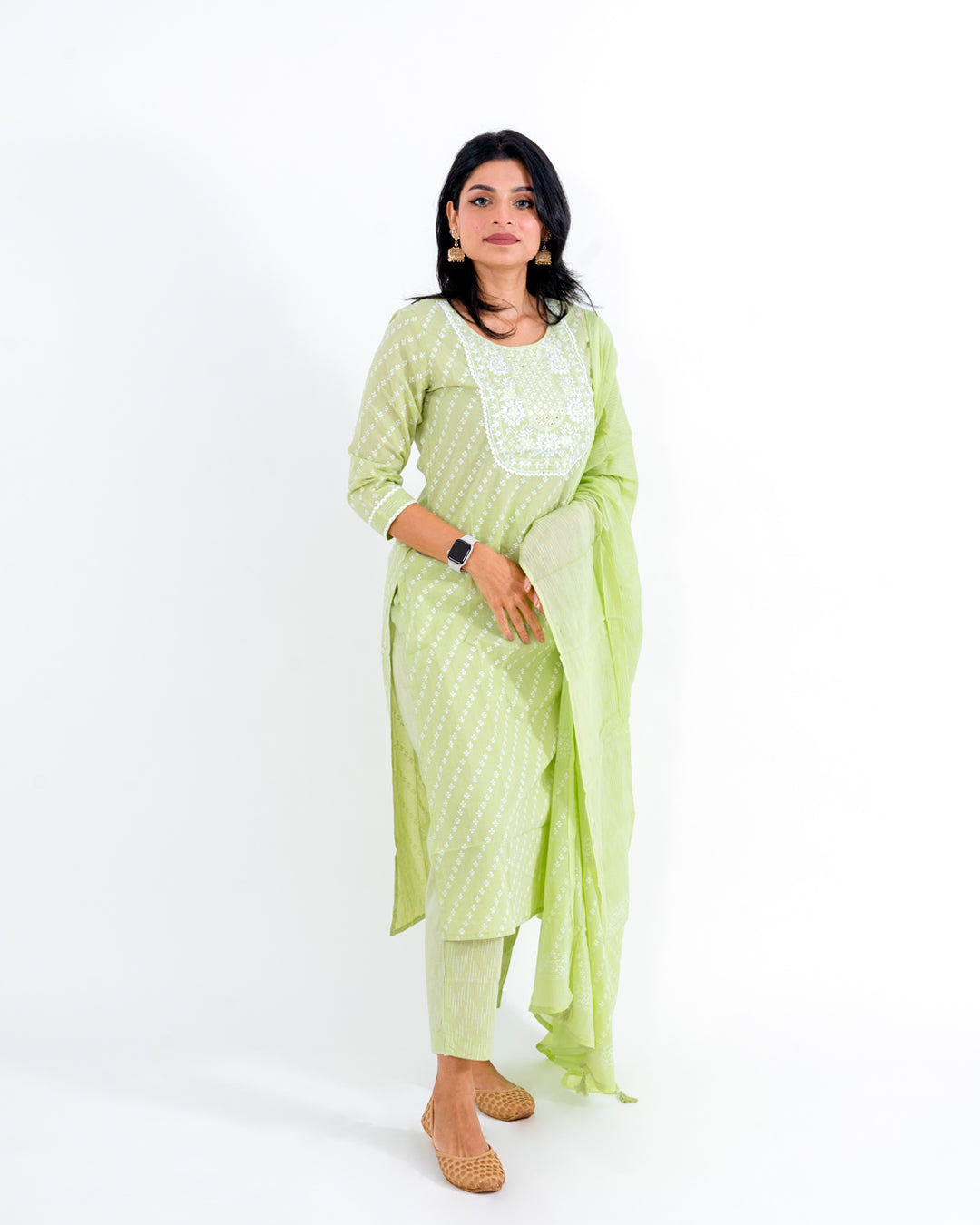 Pista Fluroscent Embroidered Cotton Suits