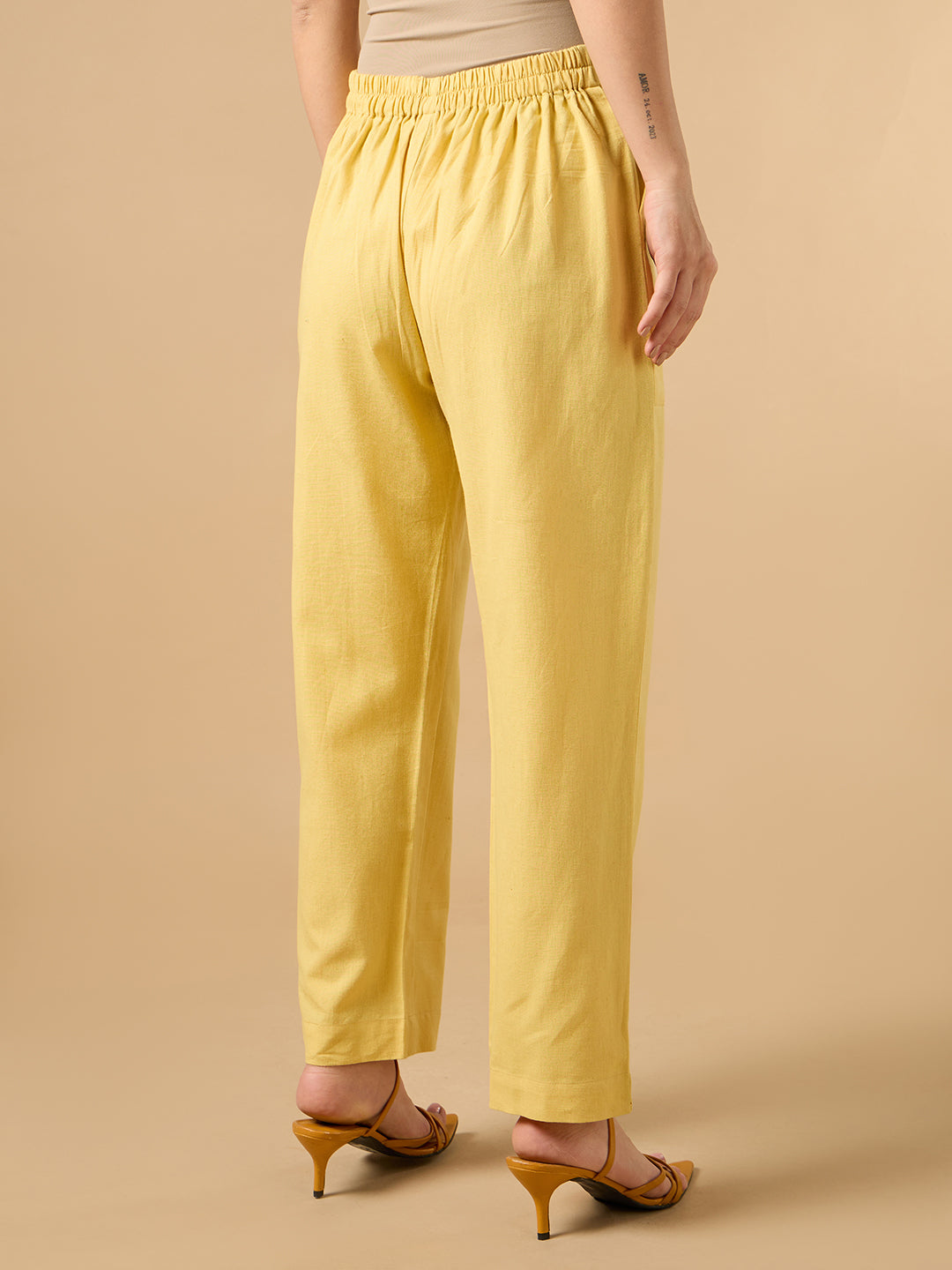 Mustard Yellow Cotton Smart Pant