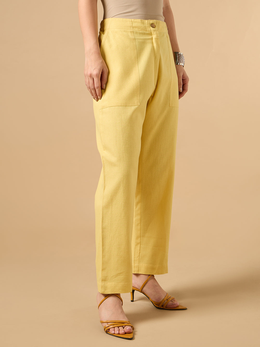 Mustard Yellow Cotton Smart Pant