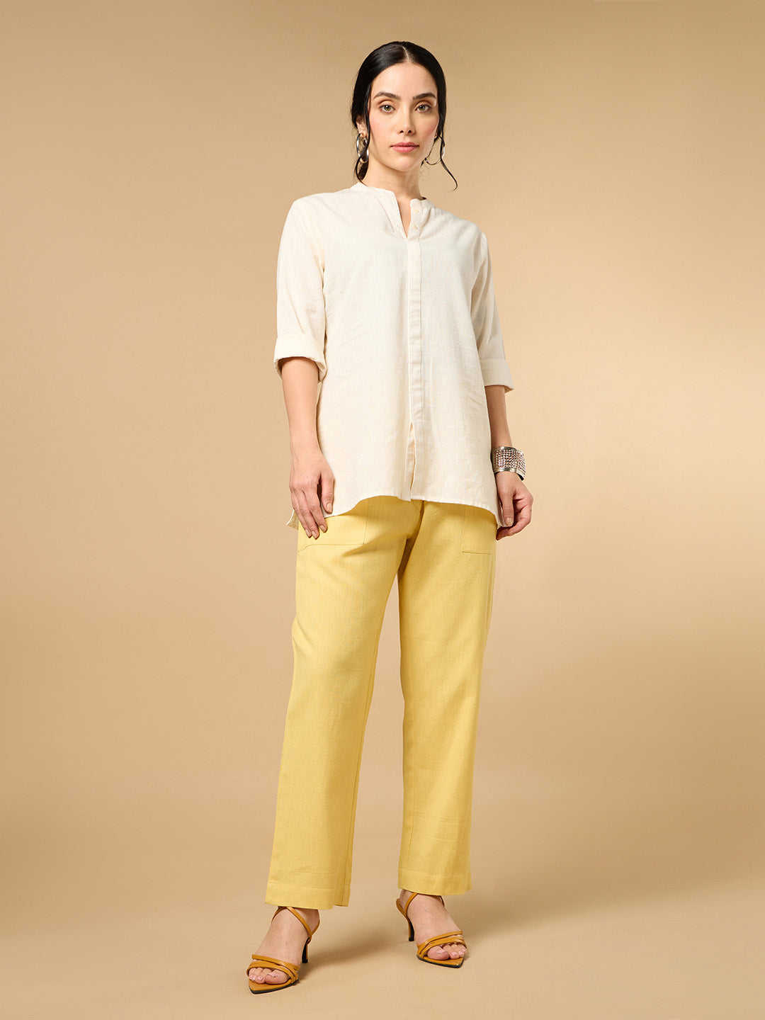 Mustard Yellow Cotton Smart Pant