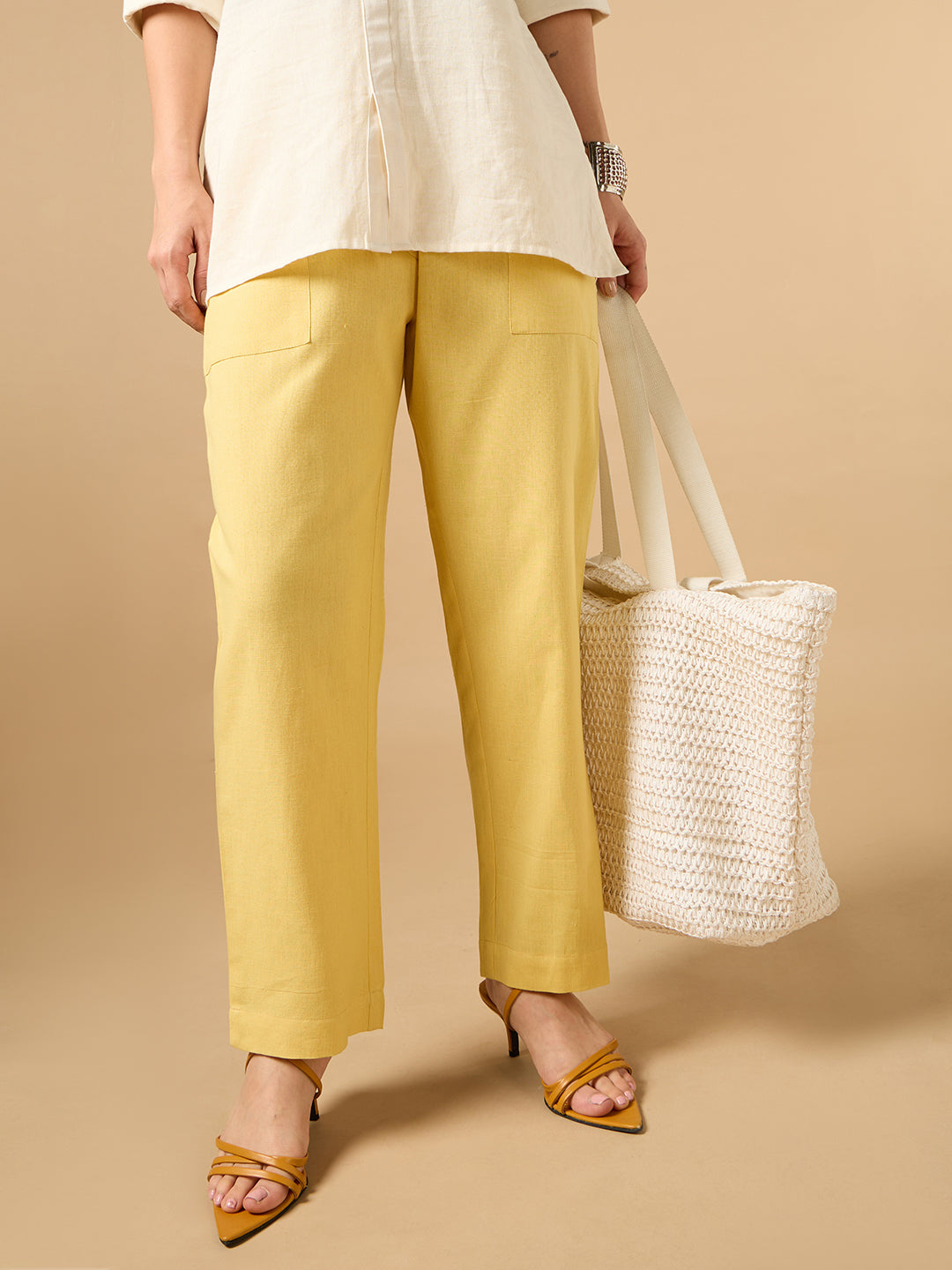 Mustard Yellow Cotton Smart Pant