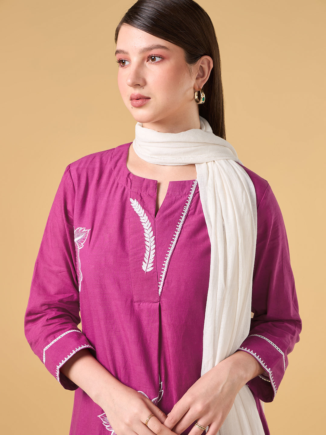 Pink Hibiscus Cotton Suit