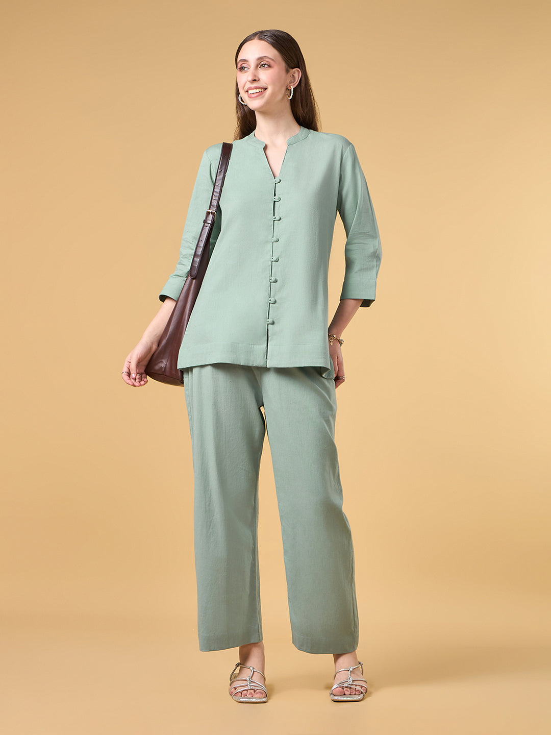 Cloud Grey Solid Cotton Co-ord Set