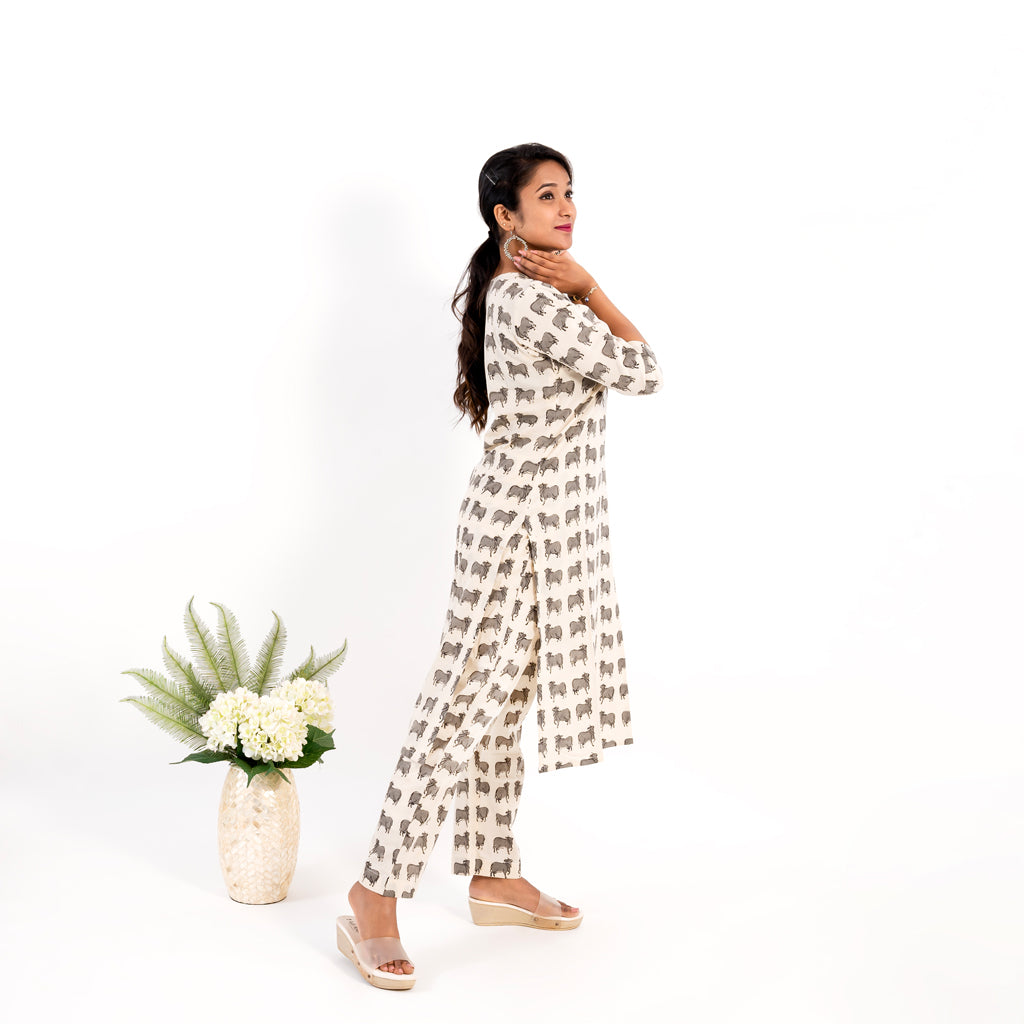 Bull Printed Kurta Pant Co-ord Set