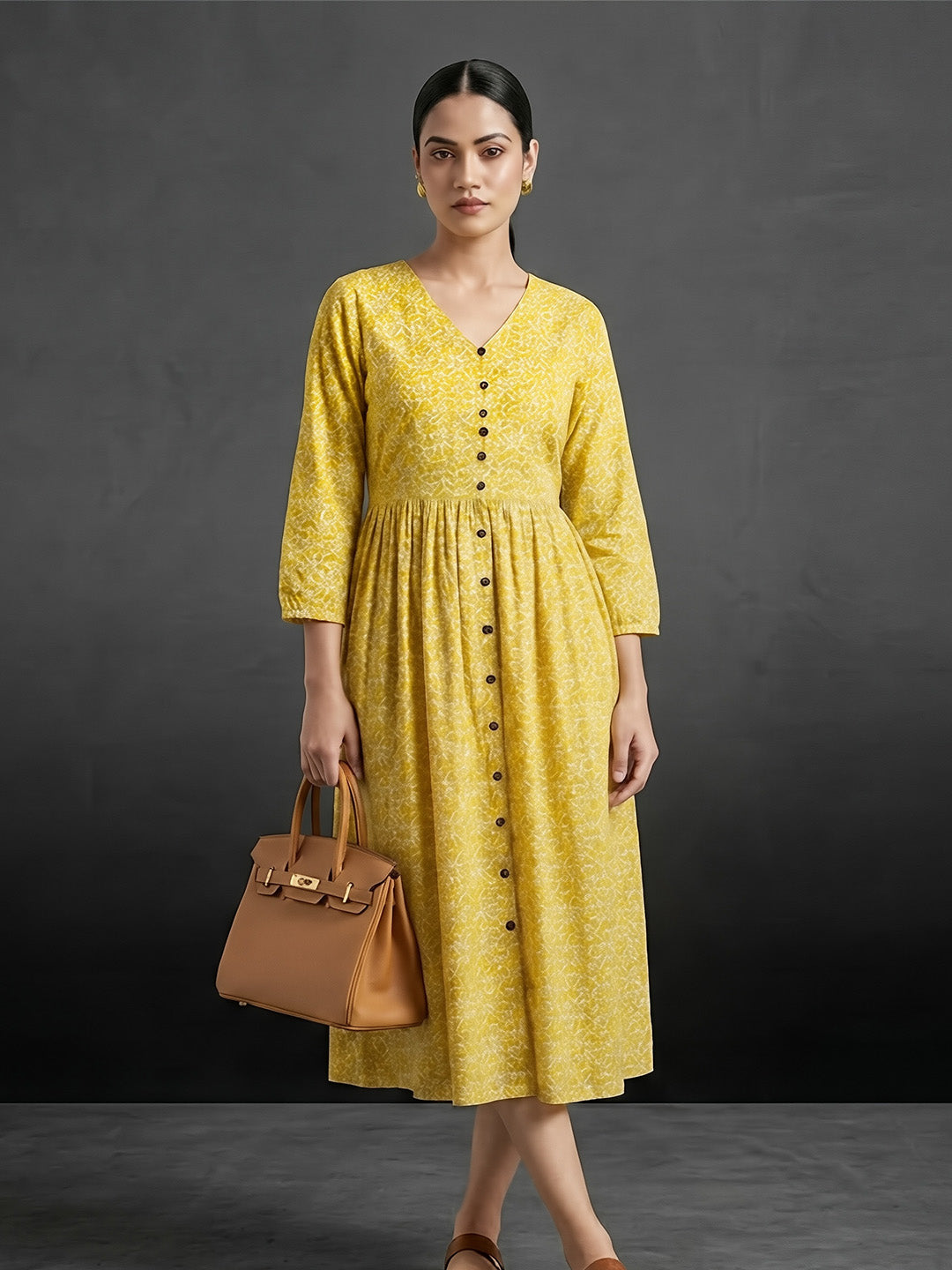 Vibrant & Stylish Yellow Cotton Dress