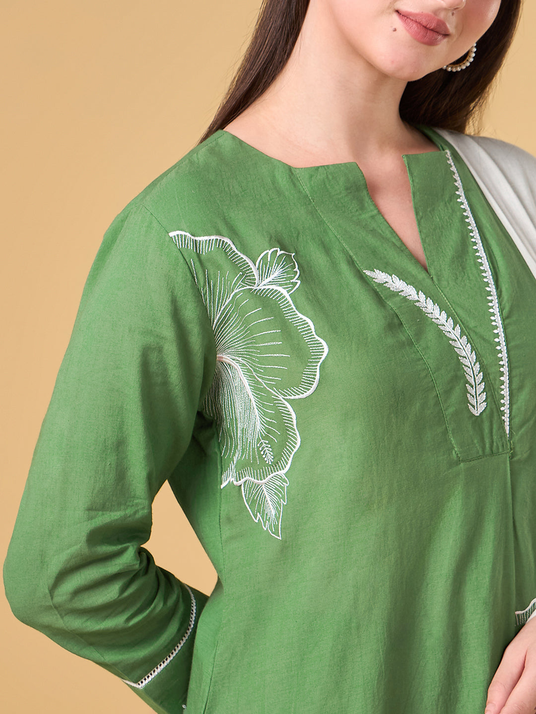 Green Hibiscus Cotton Suit