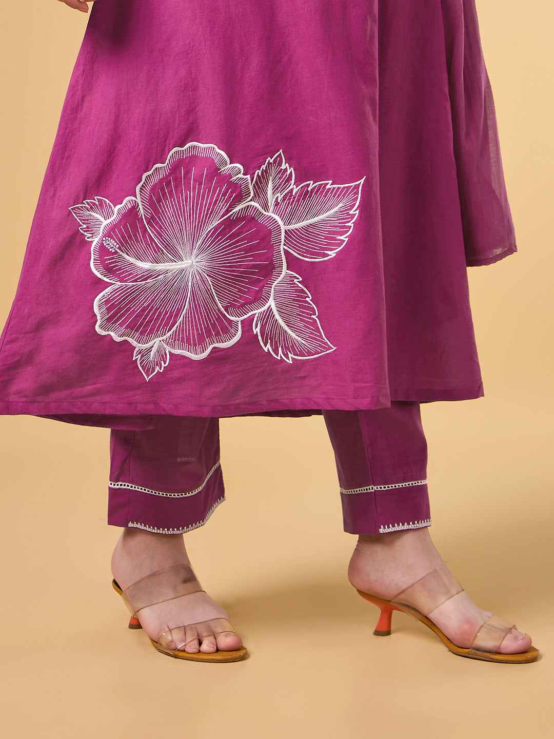 Pink Hibiscus Cotton Suit