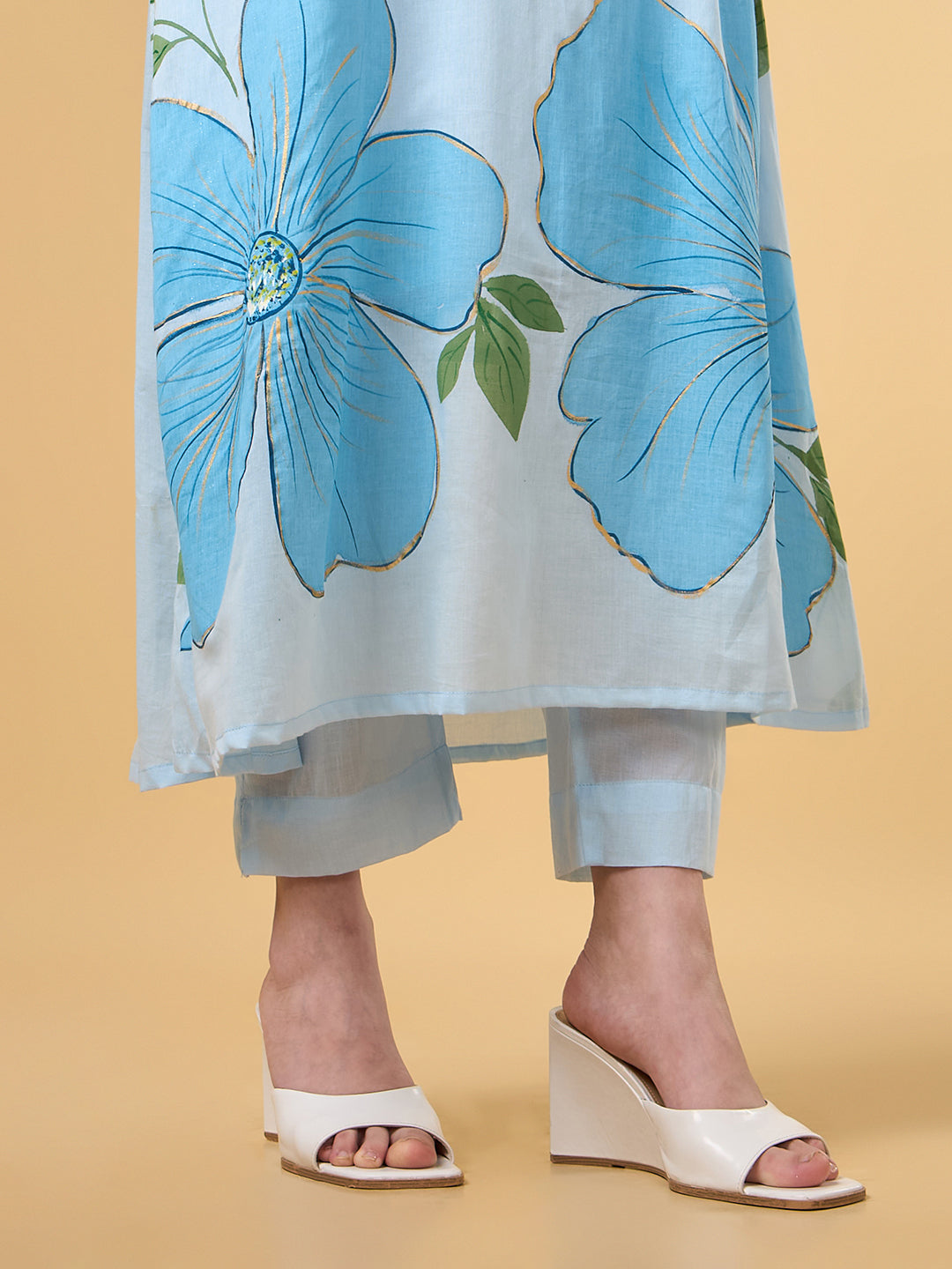 Pastel Aqua Brush Painted Cotton Suit