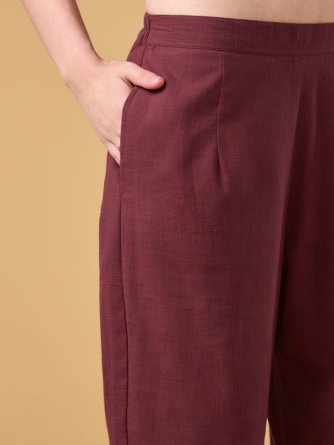 Miss Maroon Solid Cotton Co-ord Set