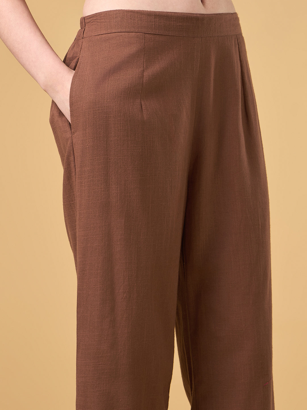 Brown Solid Cotton Co-ord Set