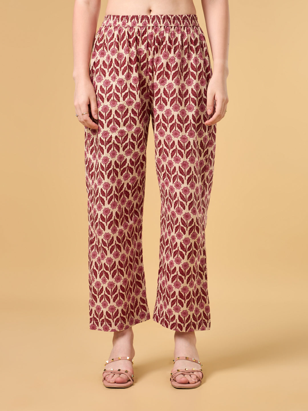 Maroon Tropical Printed Cotton Suit