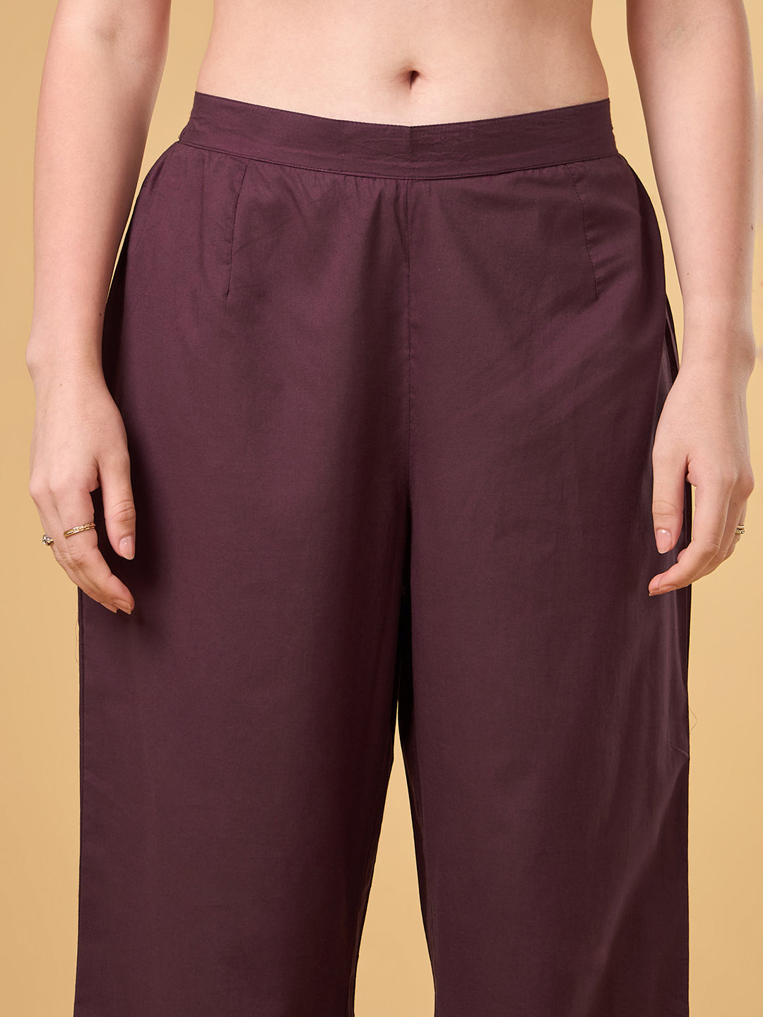 Wine Embroidered Cotton Suit