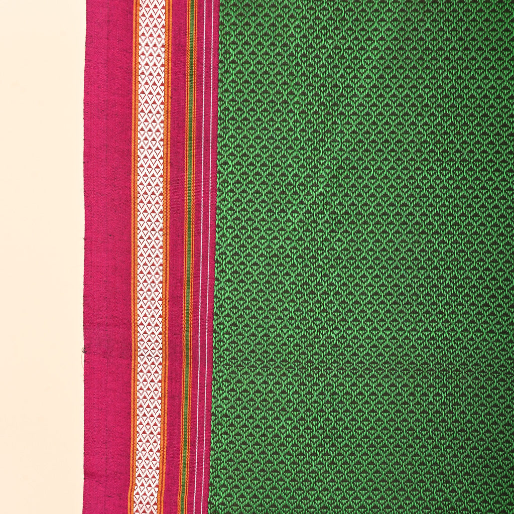 Vamika Green Yellow Hathi Mor Cotton Saree
