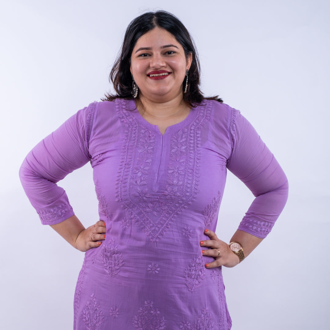 Lavender Hand-Chikankari Cotton Co-ord Set