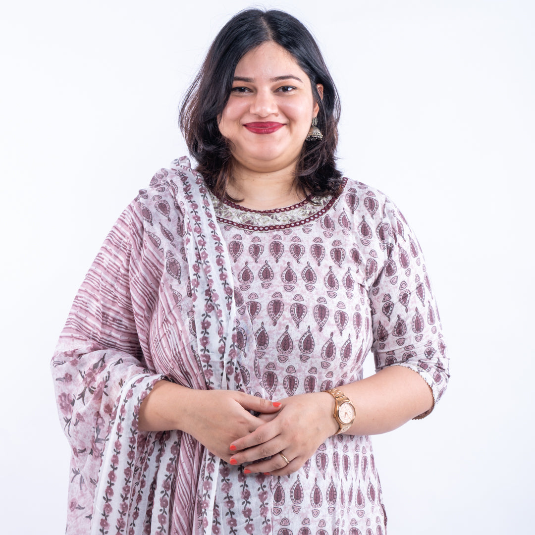 Chikoo Print Afghani Cotton Plus Size Suit