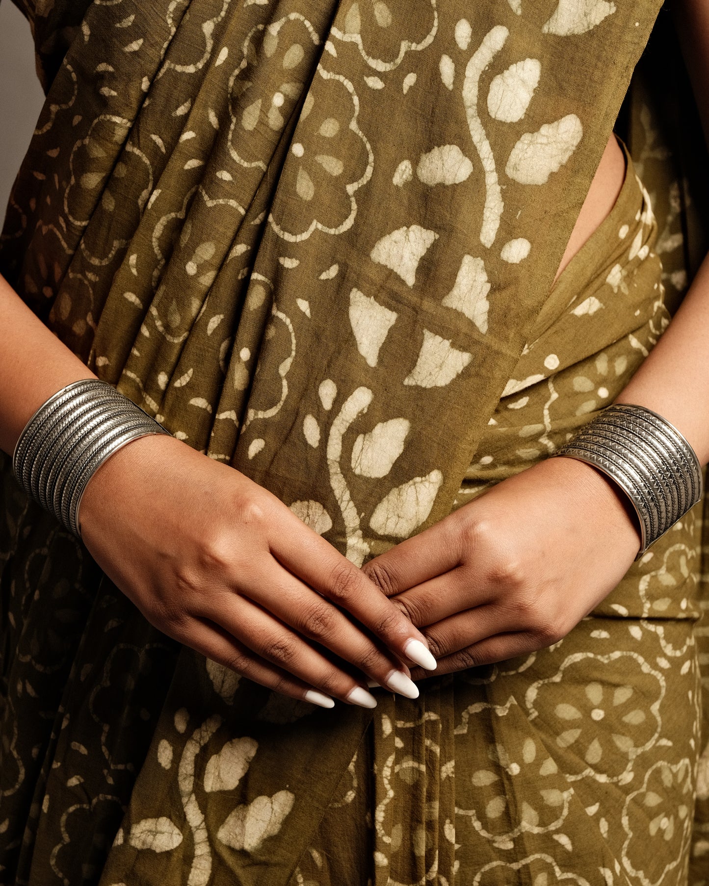 Mehendi Green Handblock Print Mul Cotton Saree